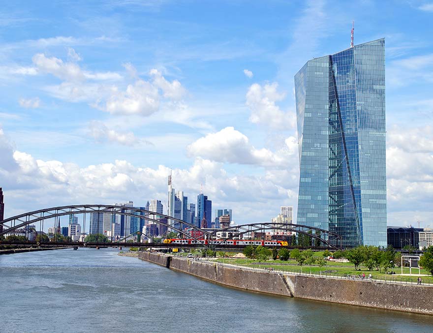 The European Central Bank building in Frankfurt, Germany