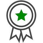 Icon of a award ribbon with a star in the center.