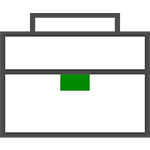 Icon of a briefcase with a small latch on the front.