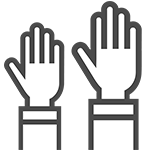 Icon of two raised hands facing forward.