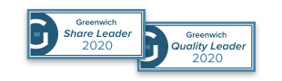 Logo Greenwich Share Leader 2020, Logo Greenwich Quality Leader 2020