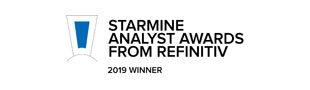 Logo of Starmine Analyst Awards from Refinitiv, 2019 Winner 