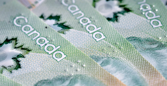 Close up of Canadian 20 Dollar Bill