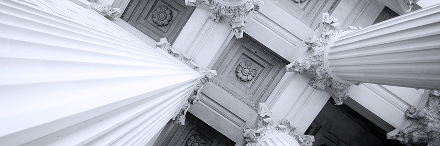 Looking upwards at Roman columns