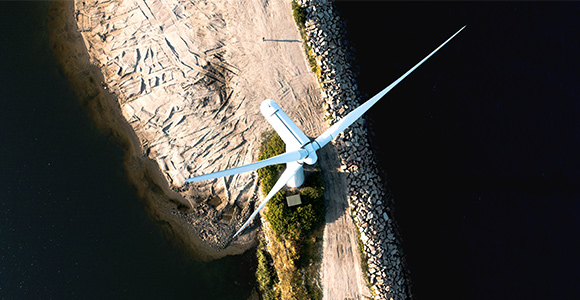 Top view of a wind turbine