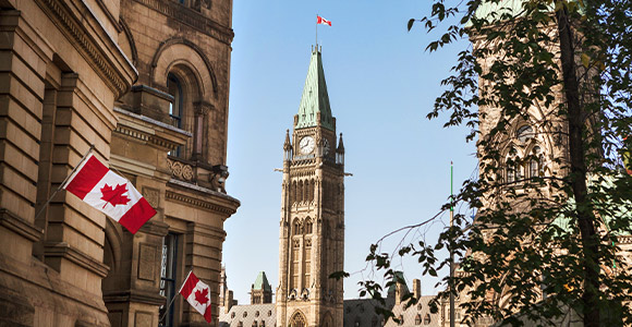 An image of Canadian Building with a Clock