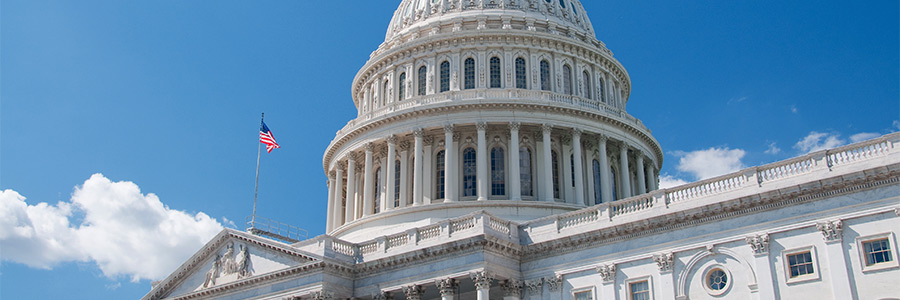 U.S. Capitol building in Washington D.C. under a clear blue sky.