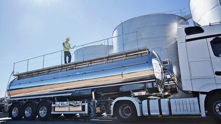 An oil tanker truck 