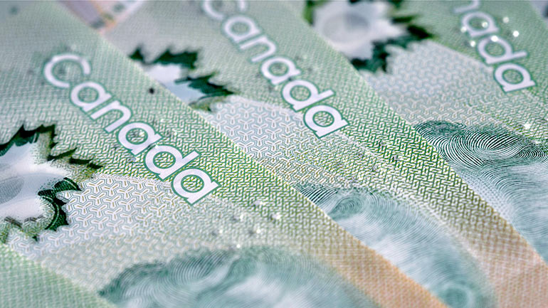 Close up of Canadian 20 Dollar Bill