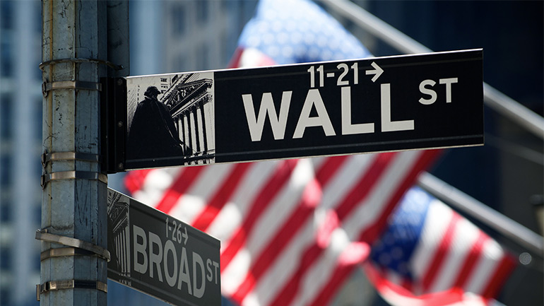 Wall Street street sign in New York’s financial district.