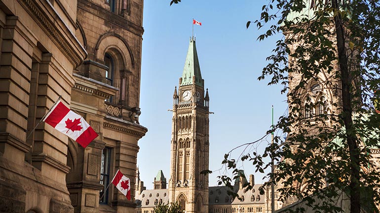 An image of Canadian Building with a Clock