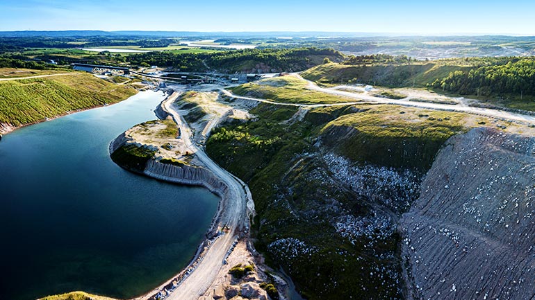 Aerial view of an industrial mining field