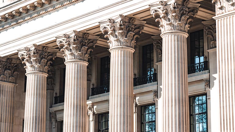 Roman columns on a building